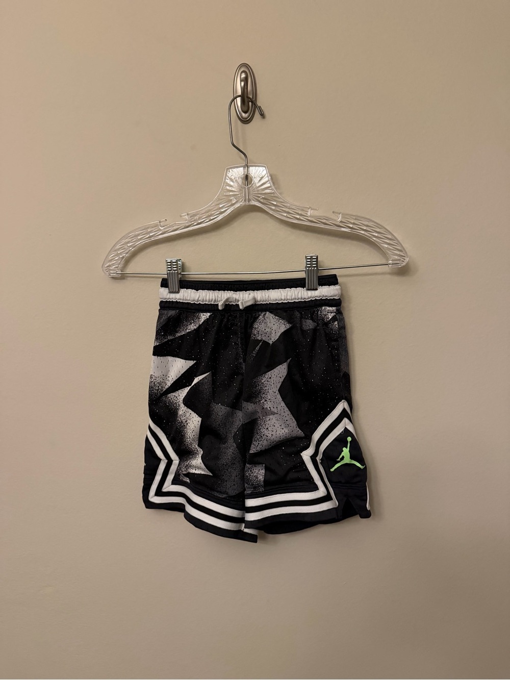 Jordan Black & White Shorts with Neon Green Jumpman